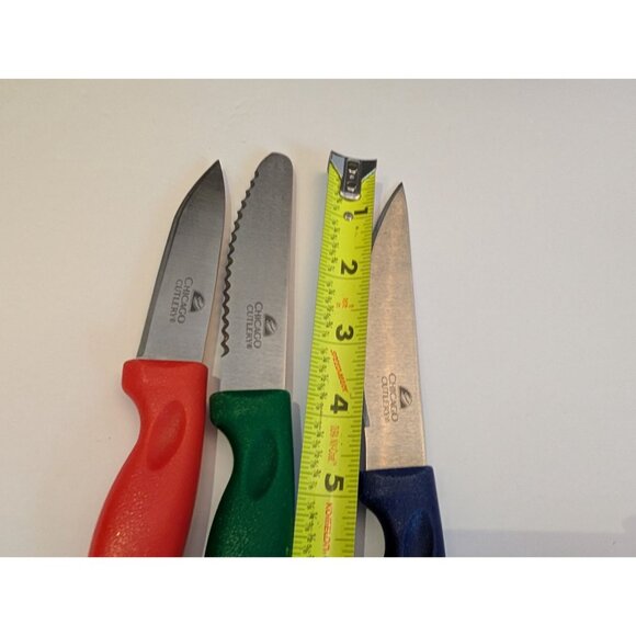 Chicago Cutlery 3-Piece Paring Knife Set With Red Green & Blue New - Picture 4 of 5
